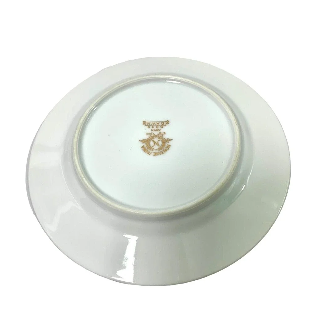 Vintage Noritake China‎ Dessert Plate Dawn 5930 White Goldtone Trim